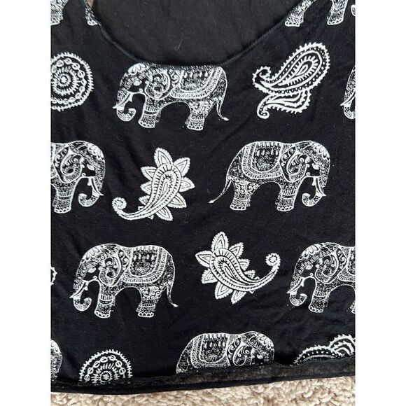 Windsor Black Elephant Paisley boho Indian desi print crop top - Picture 2 of 3